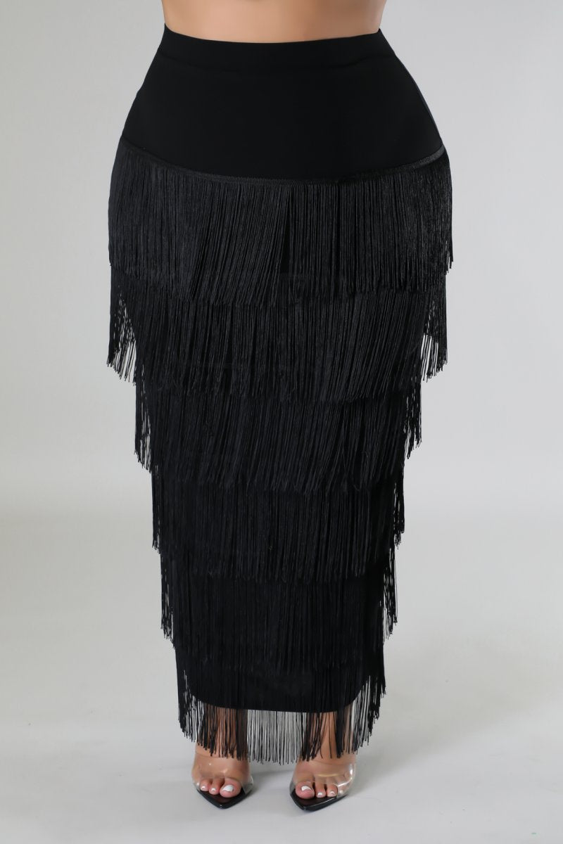 Black Fringe Skirt | Small-3X