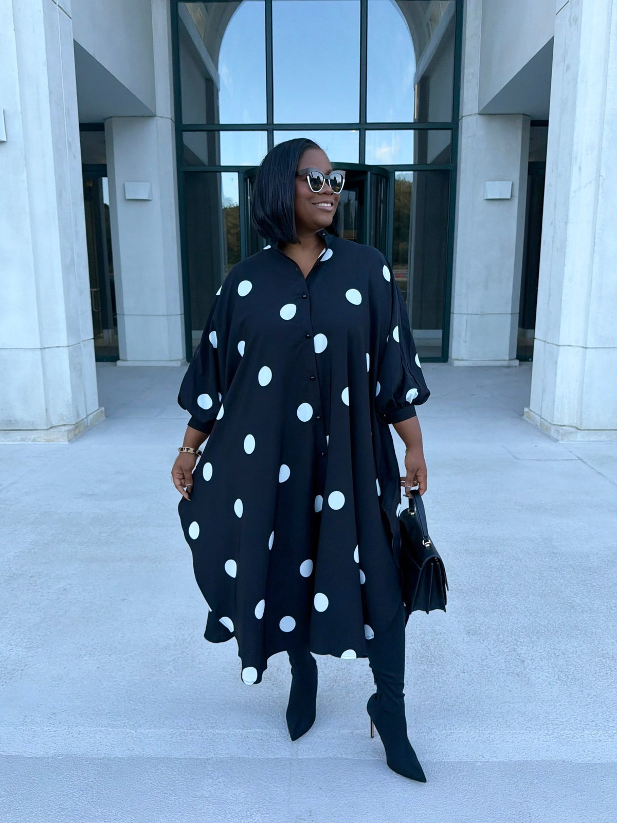 Black & White Polka Dot Maxi Dress