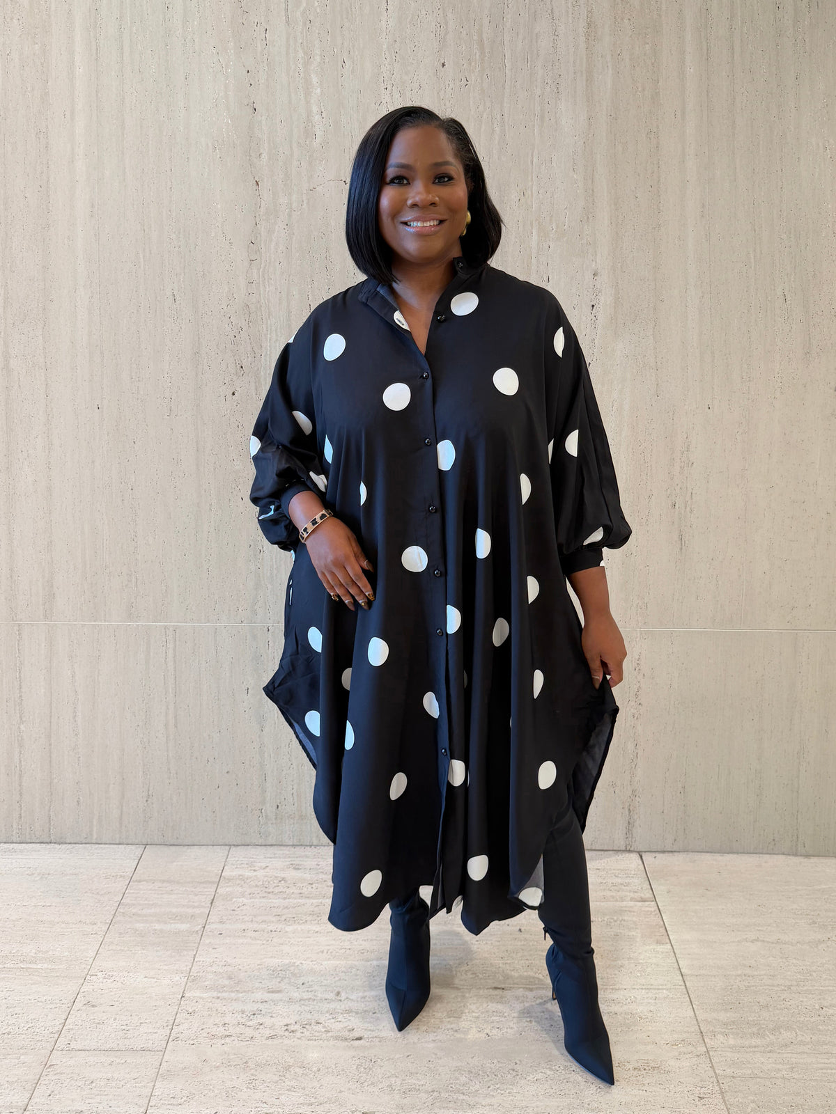 Black & White Polka Dot Maxi Dress