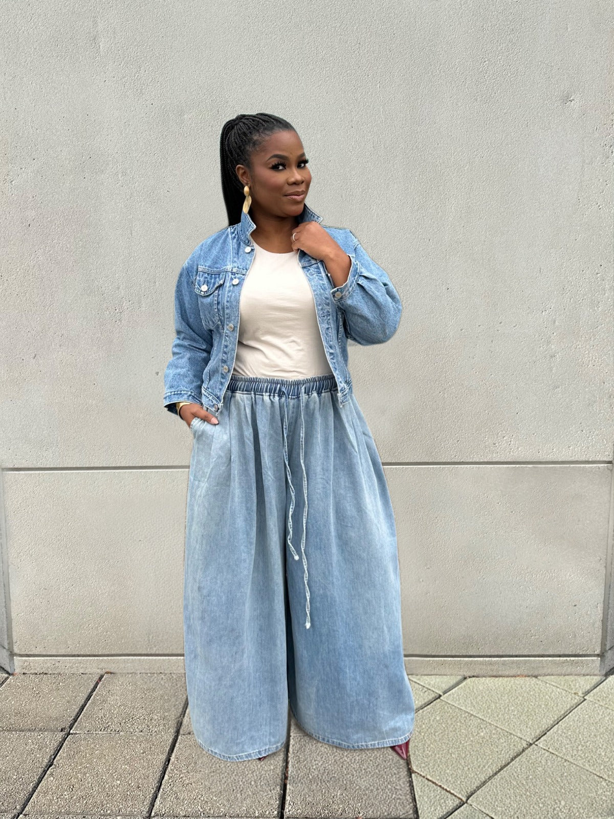 Light Wash Wide-Leg Denim