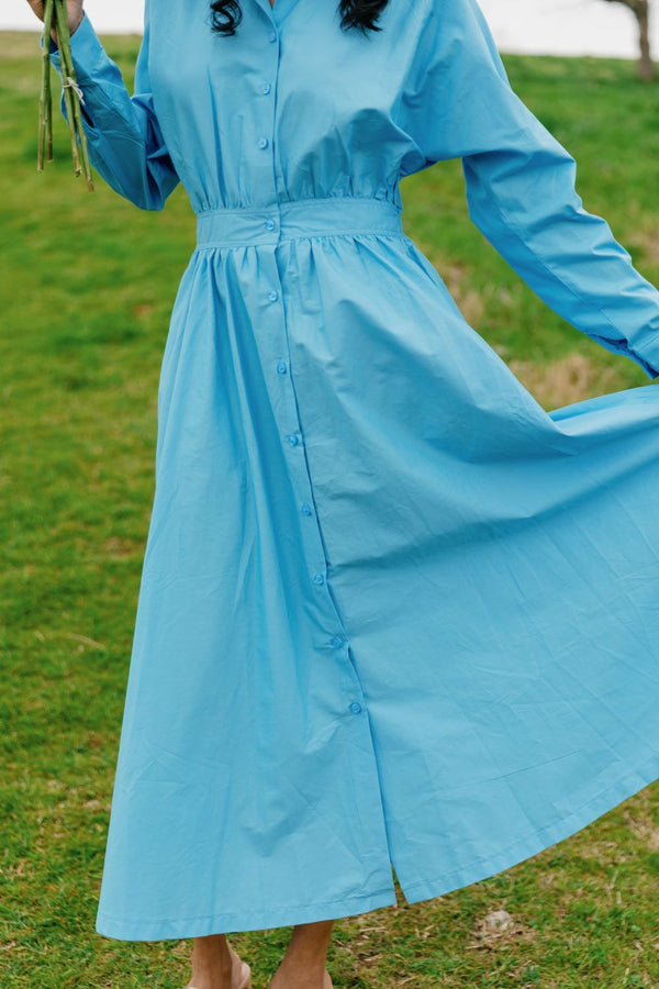 Blue Lily Shirt Dress | Small - 3X